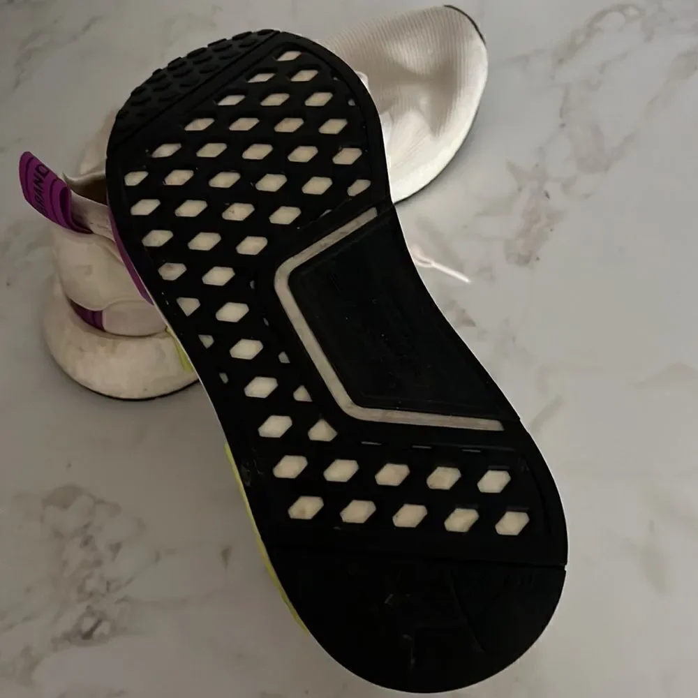 Adidas NMD R1 Chalk White Semi Solar Yellow EUC